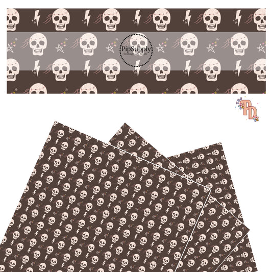 Lightning and stars with skulls on charcoal faux leather sheets