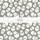 These Halloween themed pattern fabric by the yard features the following design elements: cream skulls on gray. This fun spooky themed fabric can be used for all your sewing and crafting needs!