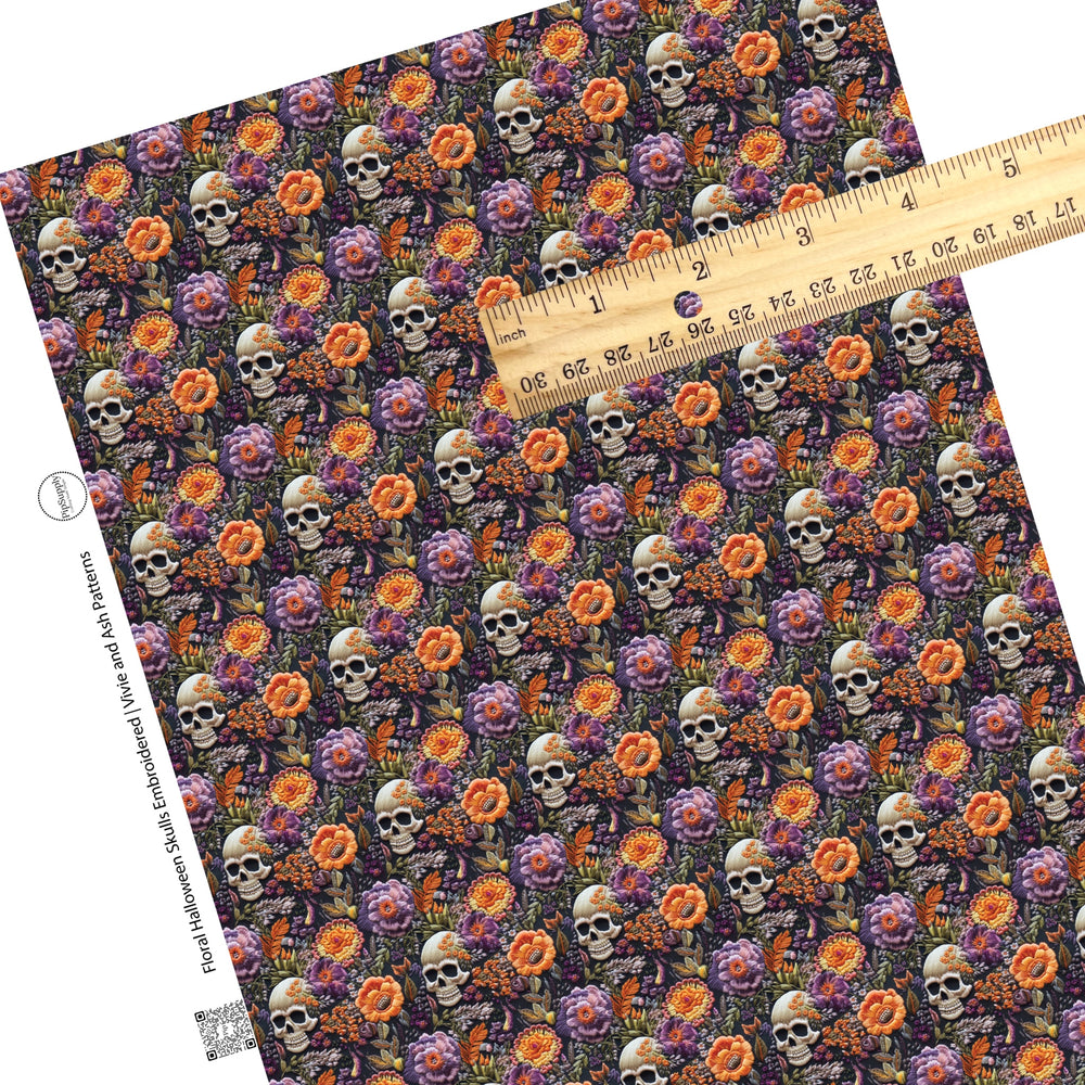 Floral skulls dark faux leather sheets