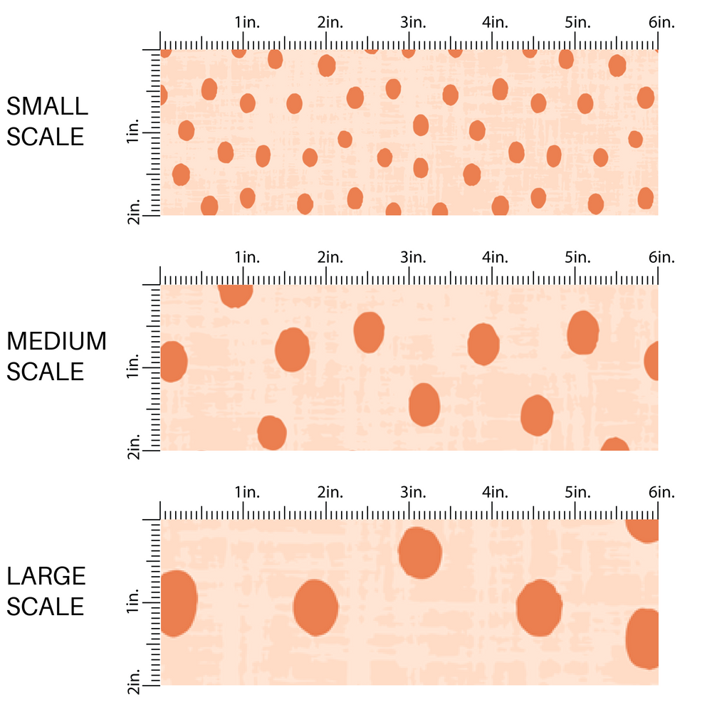 This light orange fabric by the yard features small dark orange dots on light orange. 