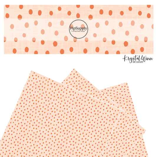 These orange  faux leather sheets contain the following design elements: small dark orange dots on light orange. 