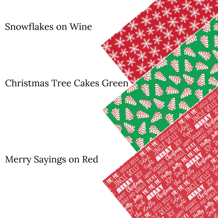 Snowflakes on Wine Faux Leather Sheets