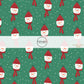 These Christmas snowmen themed pattern fabric by the yard features the following design elements: snowmen with red hats and scarves surrounded by dots on green. This fun themed fabric can be used for all your sewing and crafting needs!