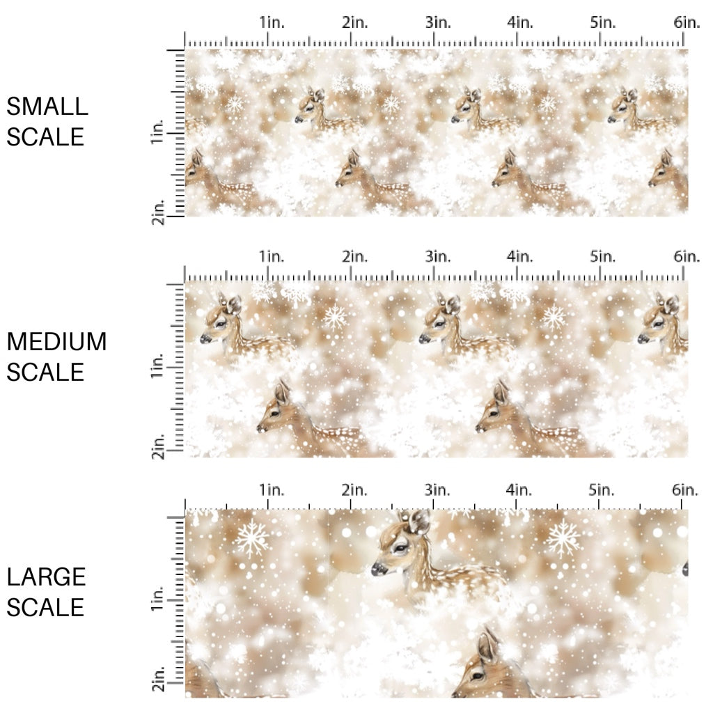 Snowy Deer Fabric By The Yard