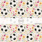 Pastel Florals and Soccer Balls on cream Fabric by the Yard.
