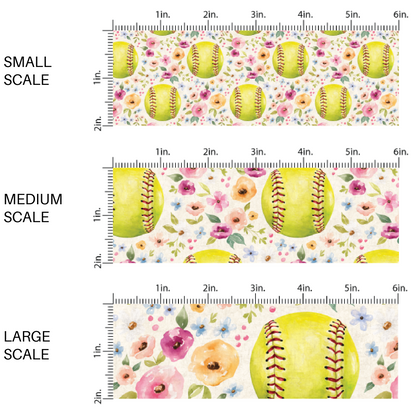 Pastel Florals and Softballs on Cream Fabric by the Yard scaled image guide.