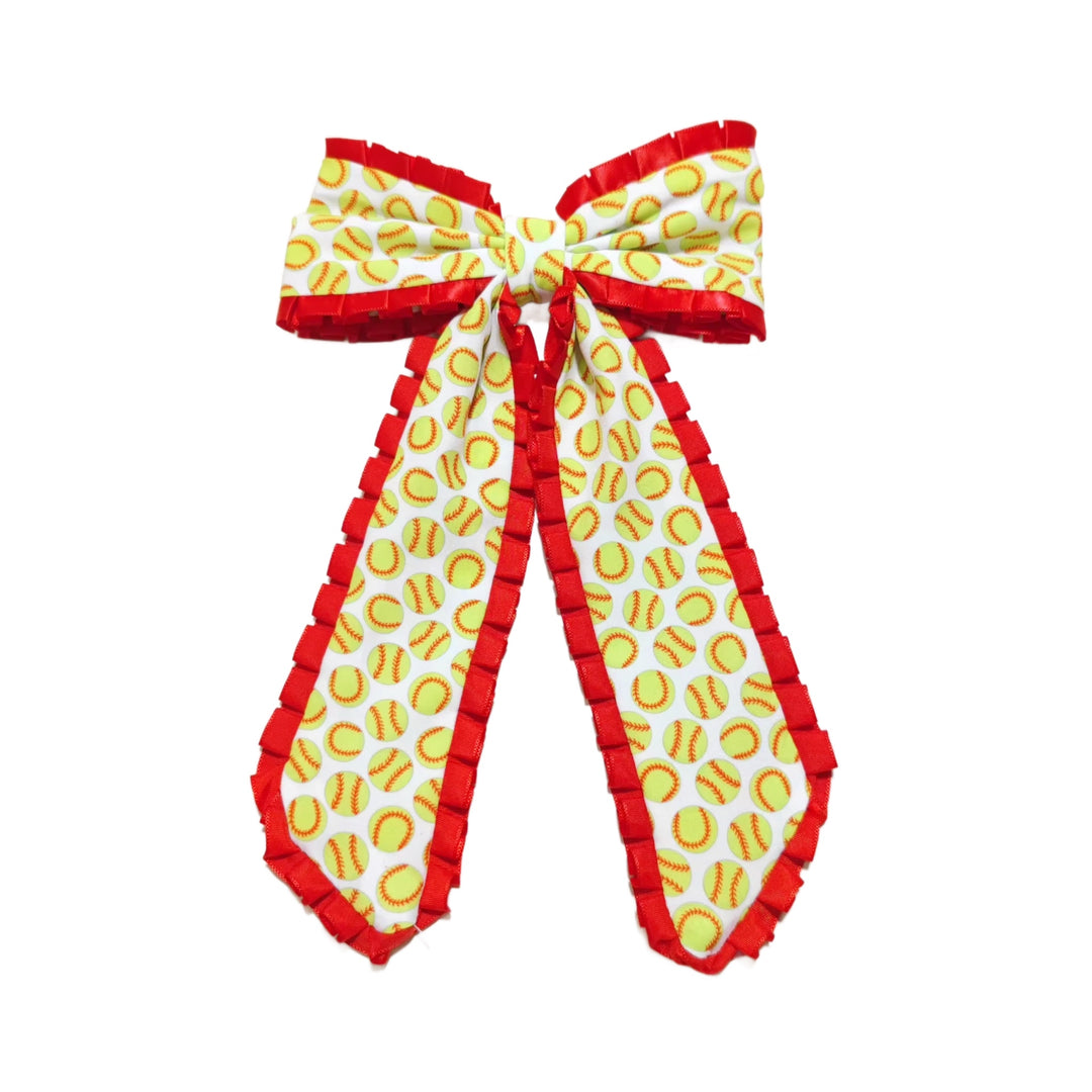 These sports ribbon edge long tail pre-cut tied bows are ready to package and resell to your customers no sewing or measuring necessary! These hair bows come with a clip already attached.