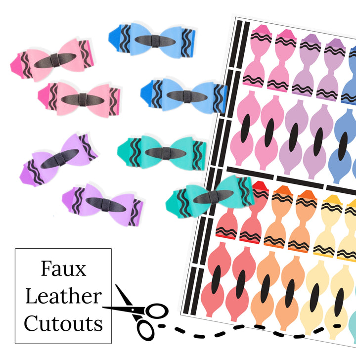 These school themed faux leather mini piggie bow cutouts are ready to cut and assemble for many craft projects. These patterned cutouts can be used to make a hair bow, headband, banner, photo props, scrapbook, party or classroom decorations, bulletin board trim or anything creative!