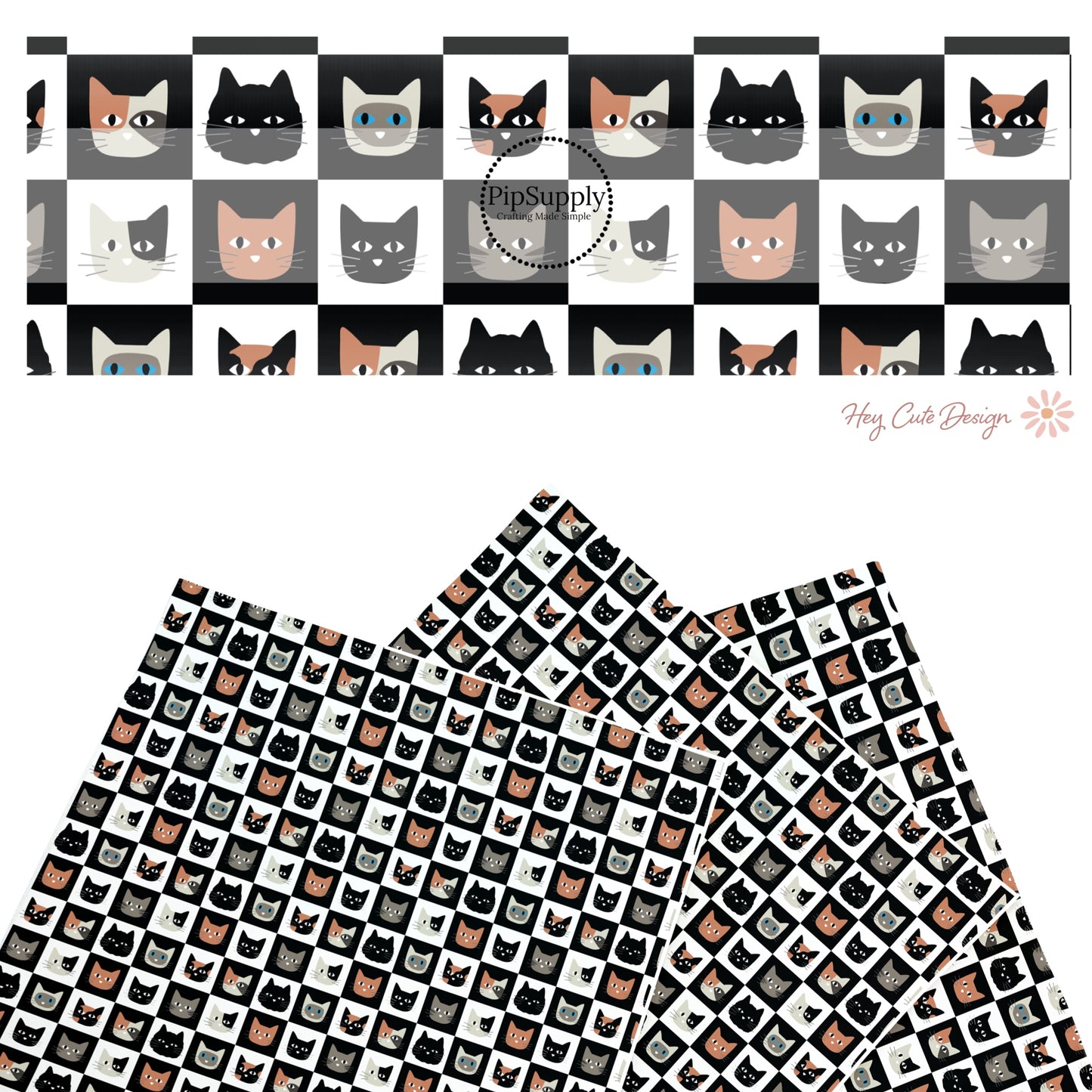 These Halloween themed pattern faux leather sheets contain the following design elements: colorful cats on cream and black checker pattern. Our CPSIA compliant faux leather sheets or rolls can be used for all types of crafting projects.