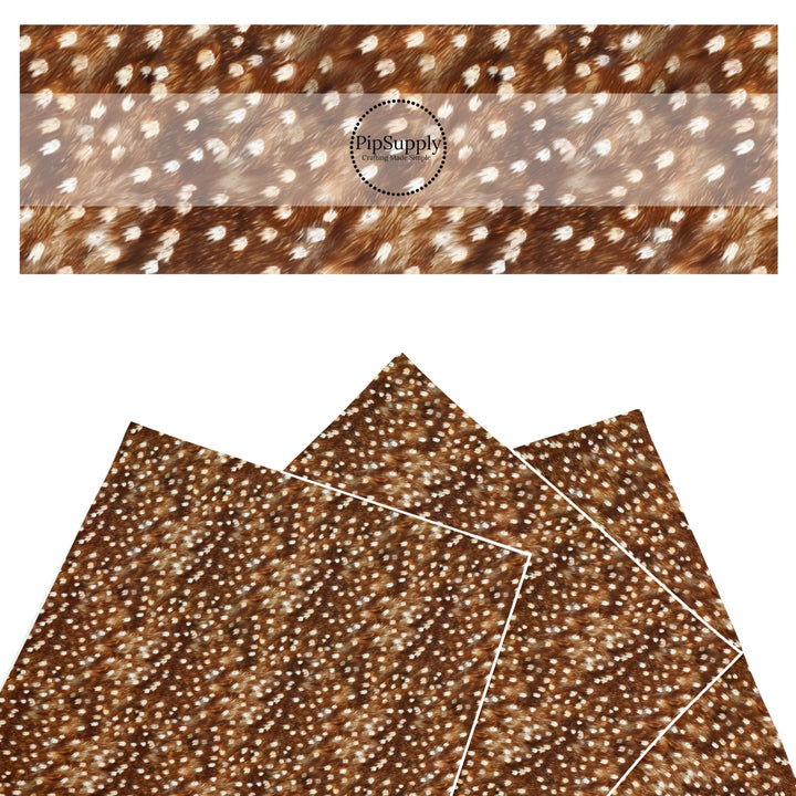 brown white deer spot faux leather