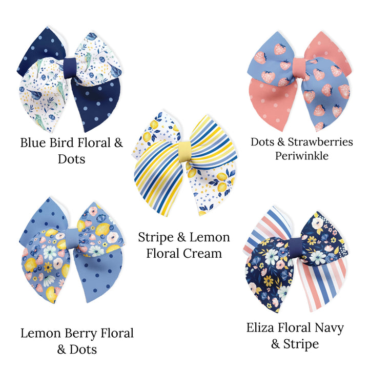 These spring fruit and floral themed neoprene sailor bows can be quickly cut and assembled for a trendy seasonal bow. They're ideal for easy at-home styling, individual use, or even resale. Get creative and add a splash of color to your look with these low-maintenance bows – perfect for this upcoming spring.