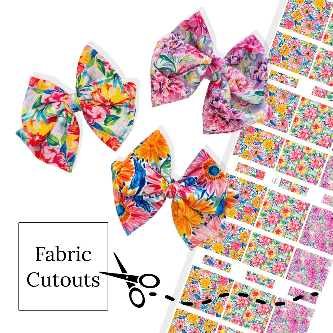 These spring floral DIY bows can be quickly cut and assembled for a trendy spring bow. They're ideal for easy at-home styling, individual use, or even resale. Get creative and add a splash of color to your look with these low-maintenance bows.