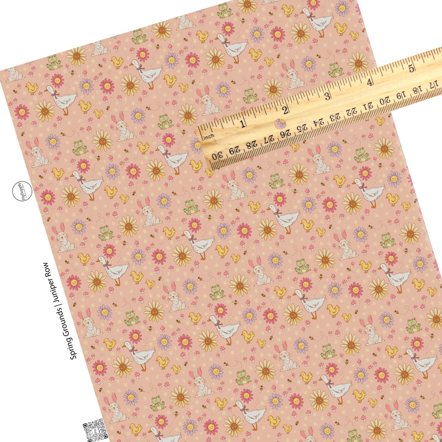 These spring flowers and animals faux leather sheets contain the following design elements: smiley flowers, ducks, geese, bumblebees, bunnies, and frogs. Our CPSIA compliant faux leather sheets or rolls can be used for all types of crafting projects. 