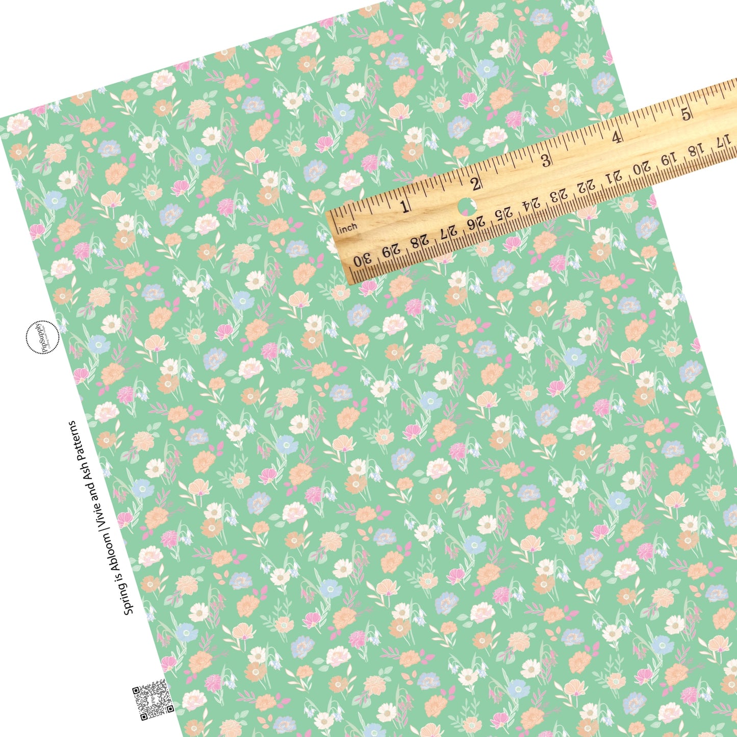 These floral pattern themed faux leather sheets contain the following design elements: pink, orange, and cream flowers on green. Our CPSIA compliant faux leather sheets or rolls can be used for all types of crafting projects.
