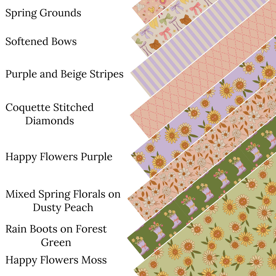 Happy Flowers Moss Faux Leather Sheets