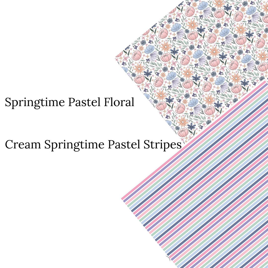 Cream Springtime Pastel Stripes Faux Leather Sheets