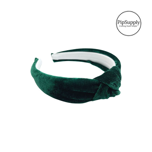 Solid emerald green velvet knotted headband