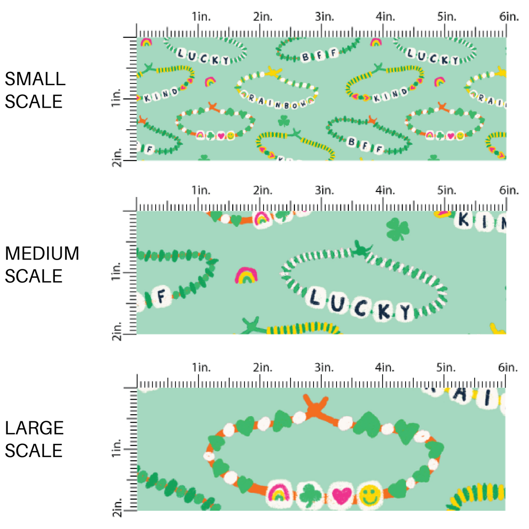 St. Patrick's Day Friendship Bracelets on Green Fabric by the Yard scaled image guide.