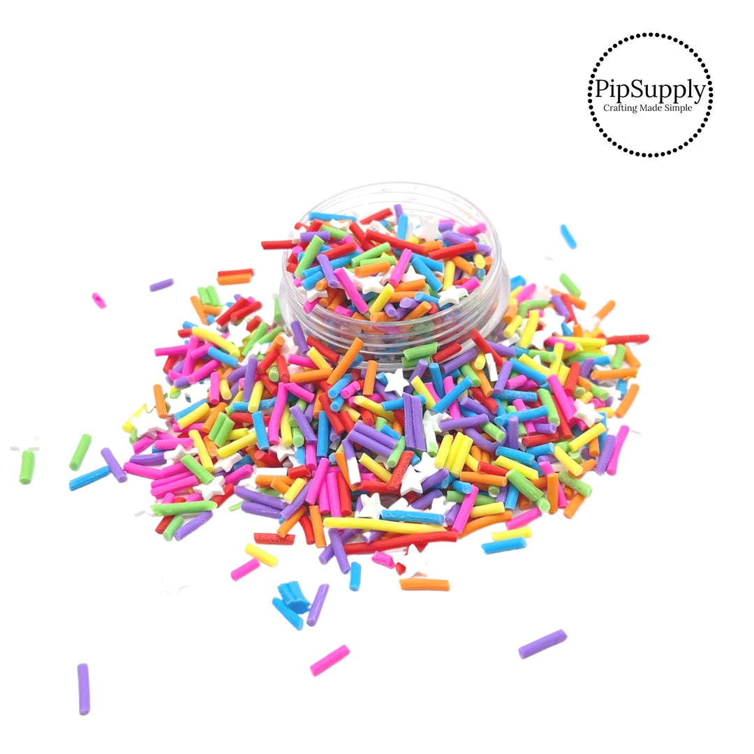 Star and Rainbow Sprinkles Clay Slices - 1 Ounce