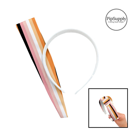 Black, orange, pink, and white multi stripes knotted headband kit