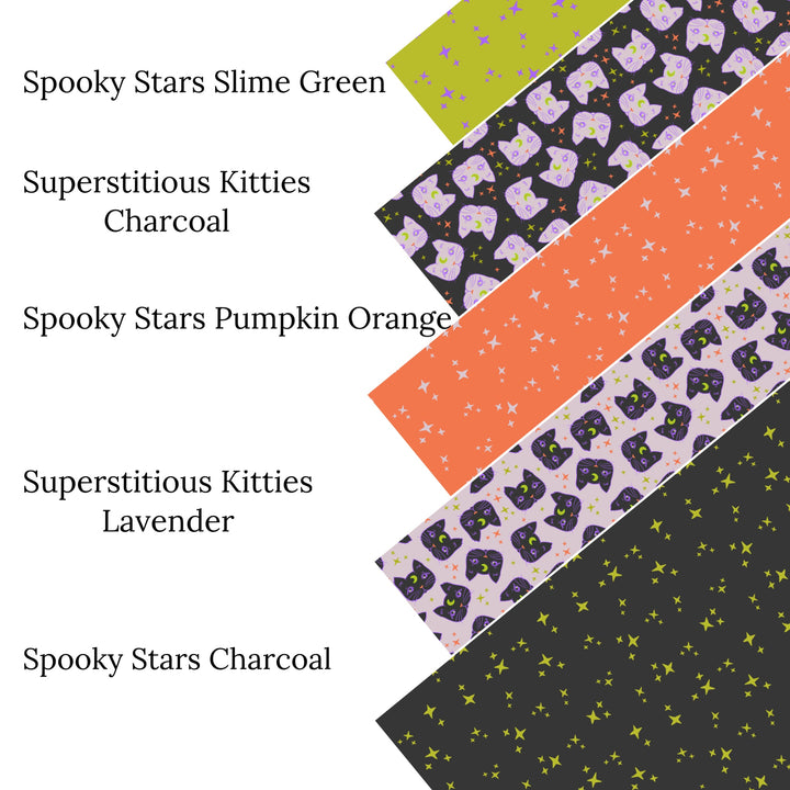 Spooky Stars Pumpkin Orange Faux Leather Sheets