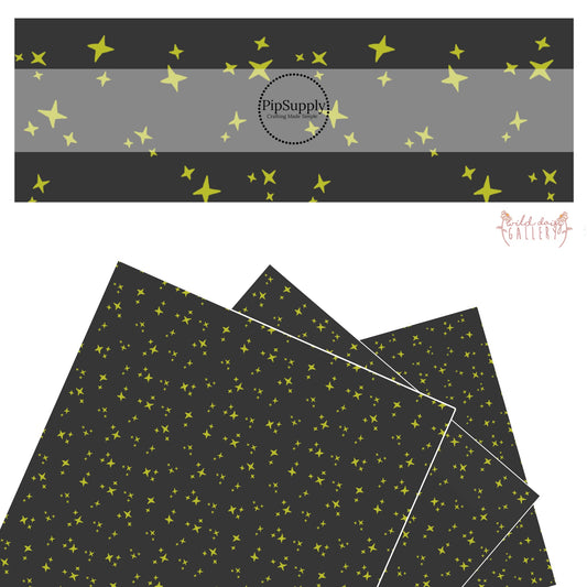 Green stars on charcoal faux leather sheets