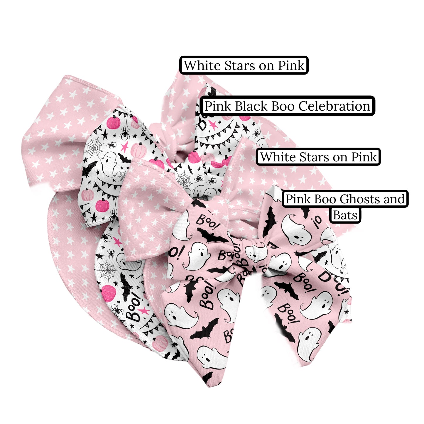 Pink Black Boo Celebration Hair Bow Strips