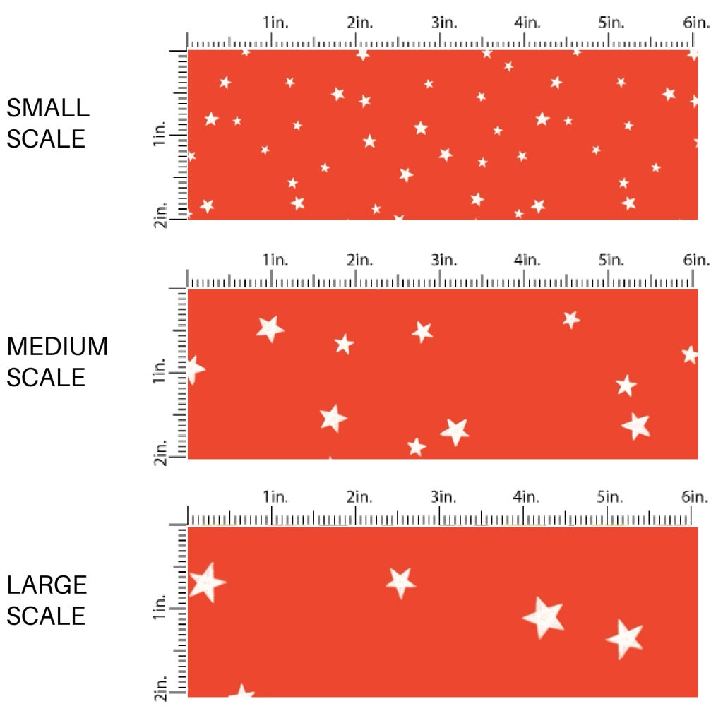 These winter themed pattern fabric by the yard features the following design elements: white tiny stars on red. This fun themed fabric can be used for all your sewing and crafting needs!