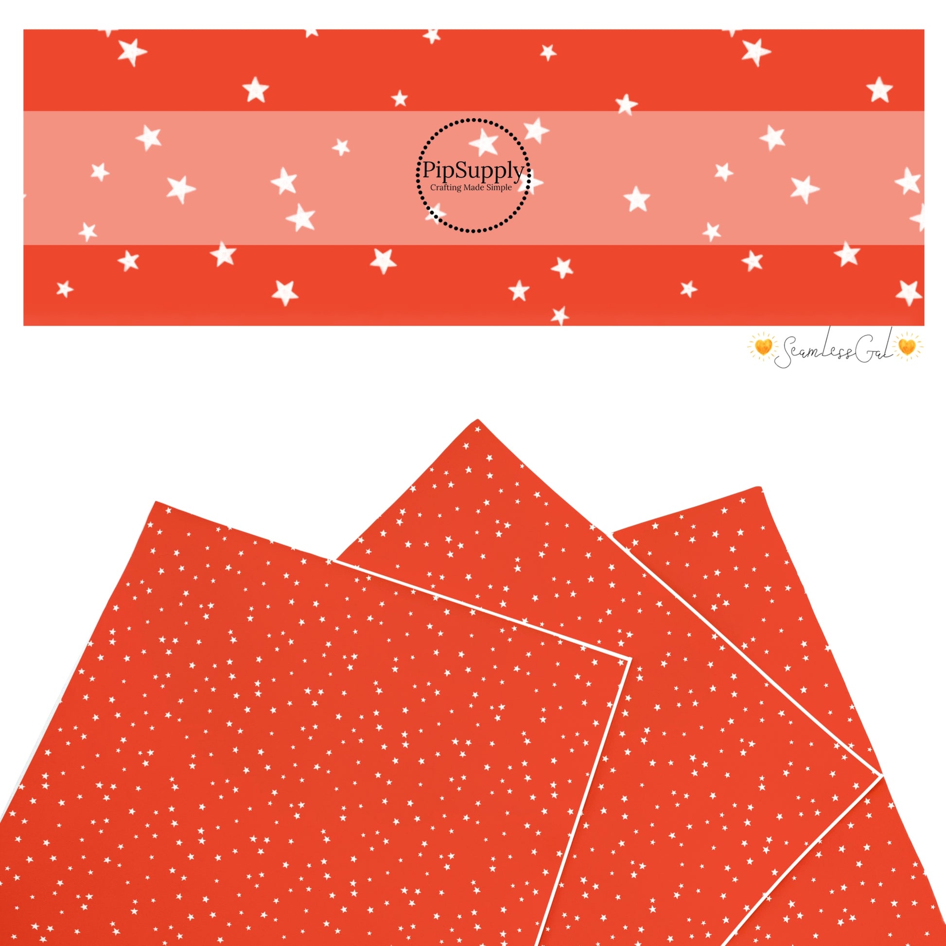 These winter themed pattern faux leather sheets contain the following design elements: white tiny stars on red. Our CPSIA compliant faux leather sheets or rolls can be used for all types of crafting projects.