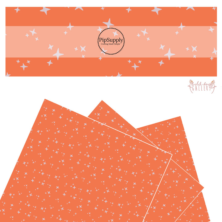 White stars on orange faux leather sheets