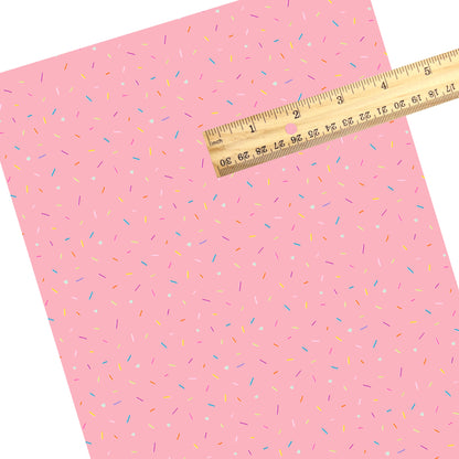 These ice cream sprinkles faux leather sheets contain the following design elements: strawberry sprinkles on pink ice cream. Our CPSIA compliant faux leather sheets or rolls can be used for all types of crafting projects.
