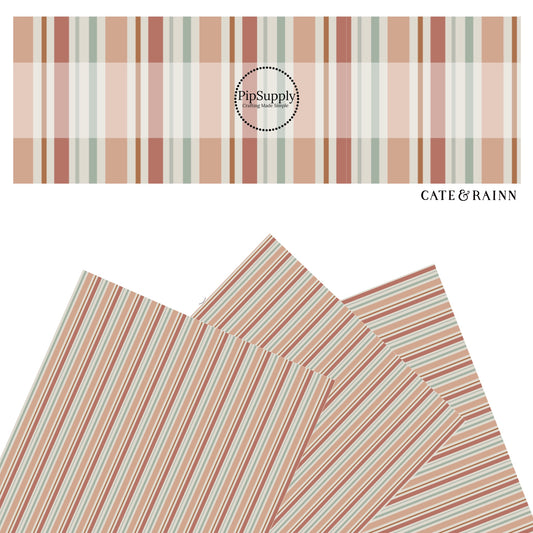 These summer pattern faux leather sheets contain the following design elements: multi color stripe patterns. Our CPSIA compliant faux leather sheets or rolls can be used for all types of crafting projects.