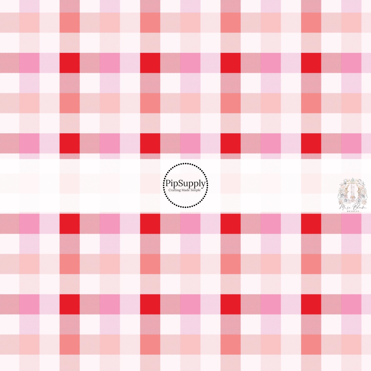 Valentines day gingham hair bow strips