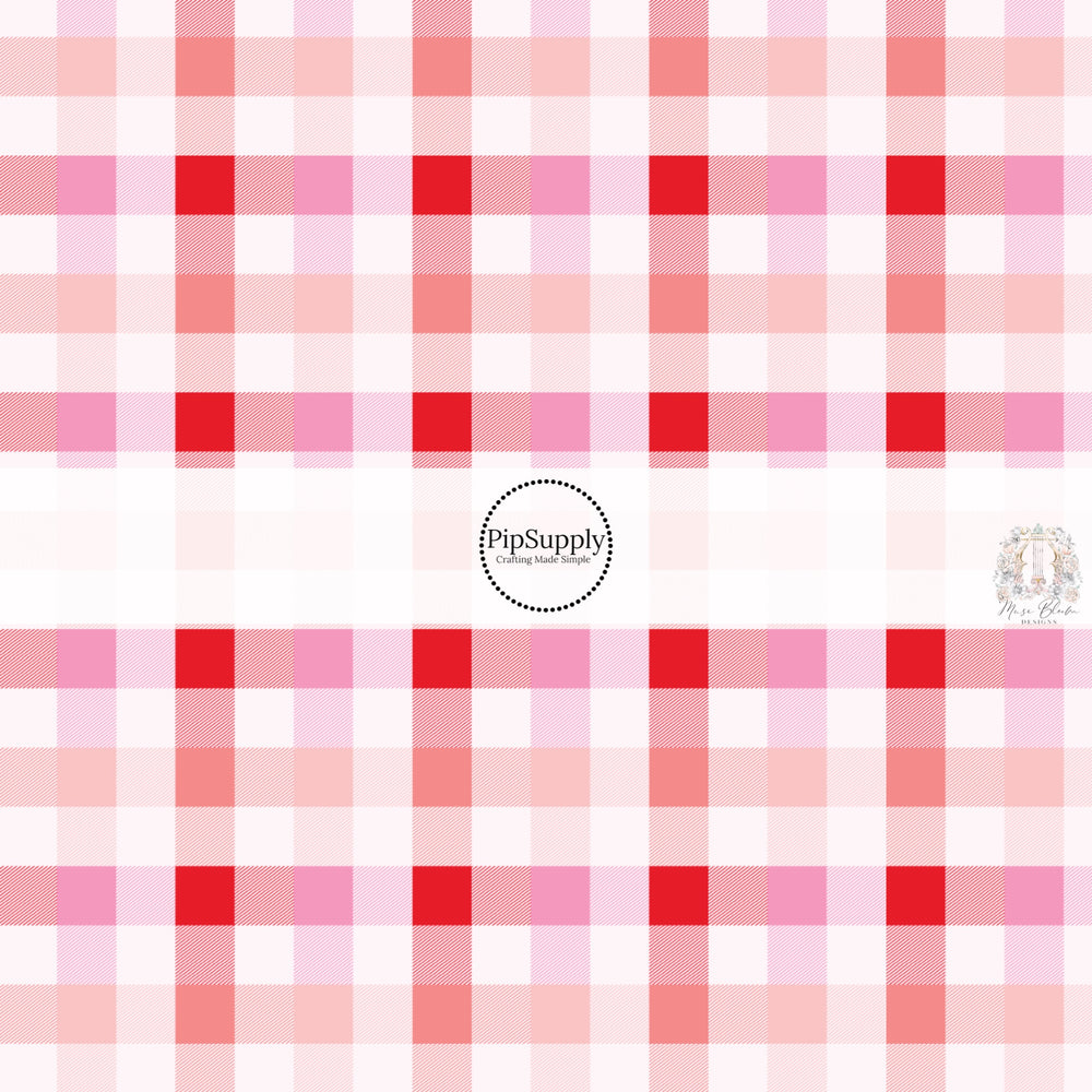 Valentines day gingham hair bow strips