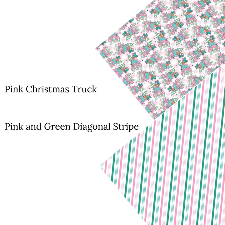 Pink Christmas Truck Faux Leather Sheets