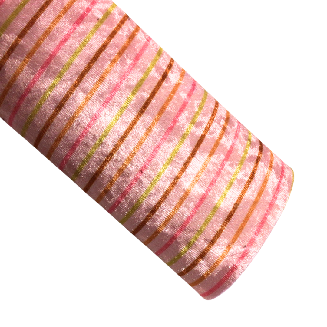 Pink Autumn Pinstripe Velvet Vegan Leather Sheets