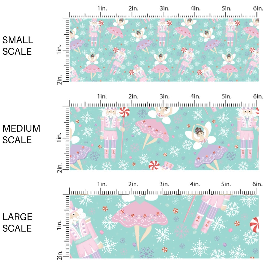 These Christmas themed pattern fabric by the yard features the following design elements: sugar plum dancer. This fun themed fabric can be used for all your sewing and crafting needs!