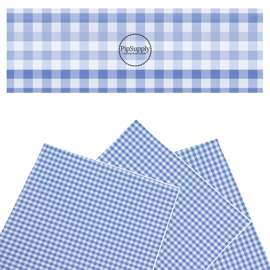 These spring themed faux leather sheets contain the following design elements: blue gingham pattern. Our CPSIA compliant faux leather sheets or rolls can be used for all types of crafting projects.