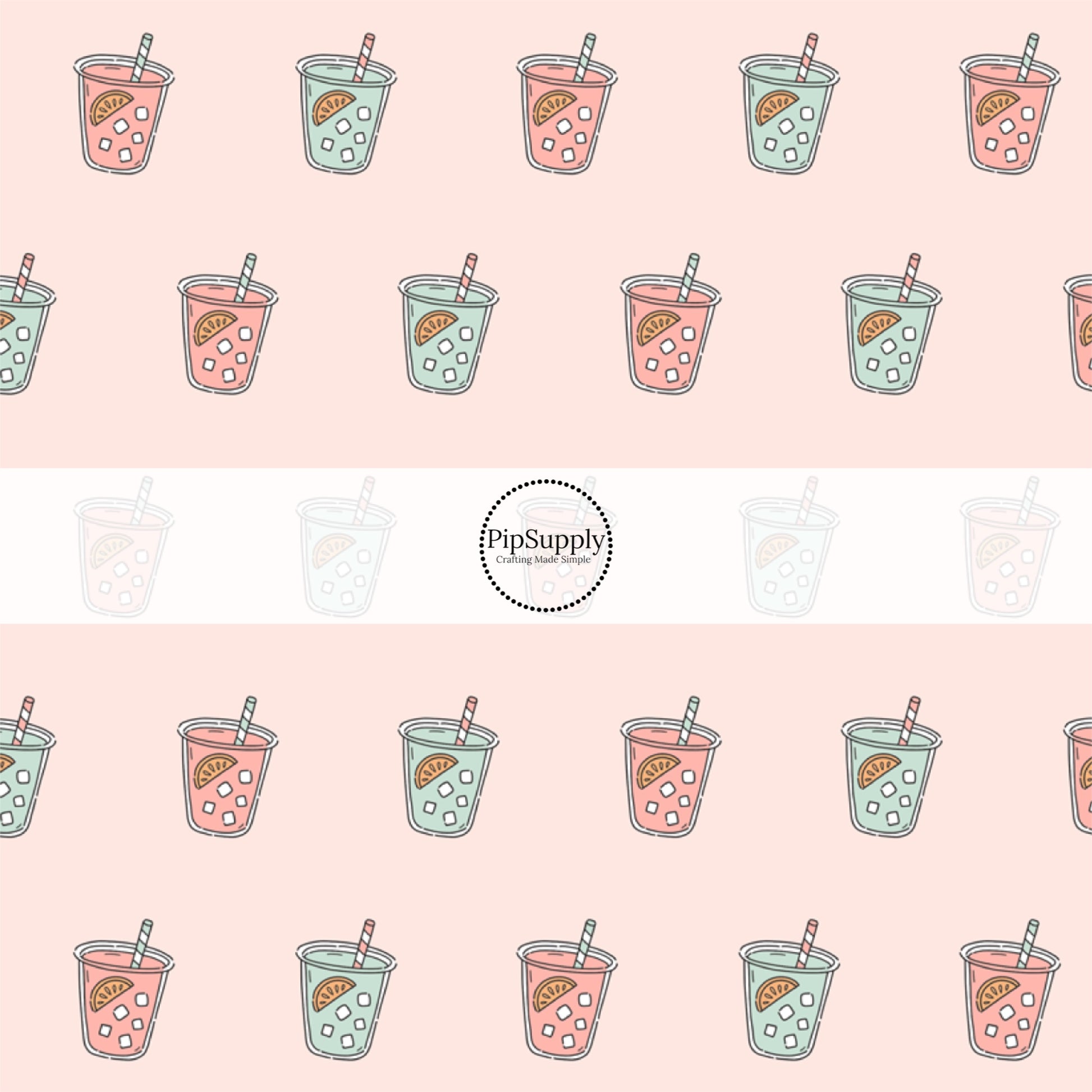 This summer fabric by the yard features summer iced drinks on pink. This fun summer themed fabric can be used for all your sewing and crafting needs!
