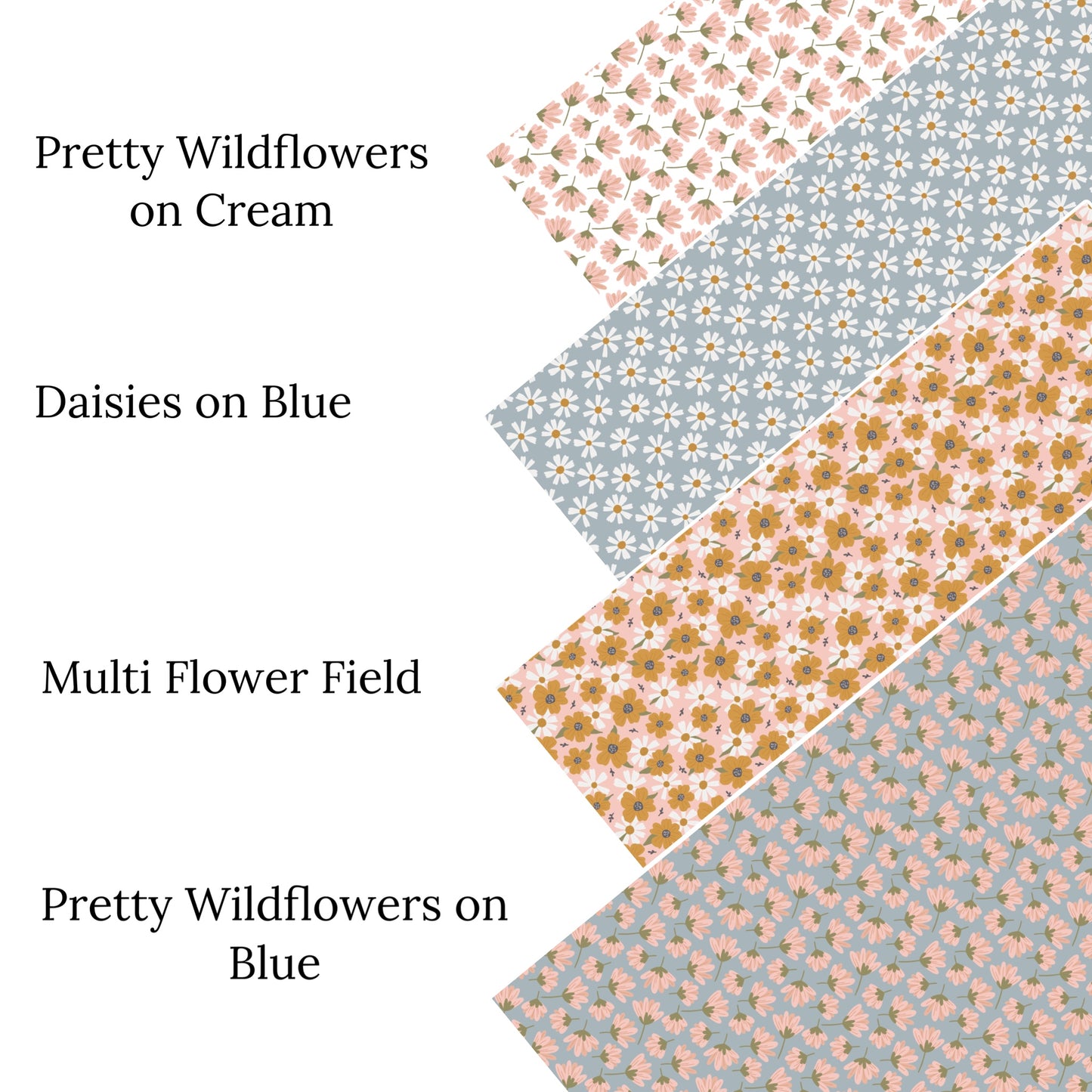 Pretty Wildflowers on Blue Faux Leather Sheets