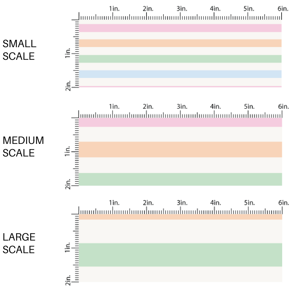 Pink, Peach, and Blue Colored Stripes on Cream Fabric by the Yard scaled image guide.