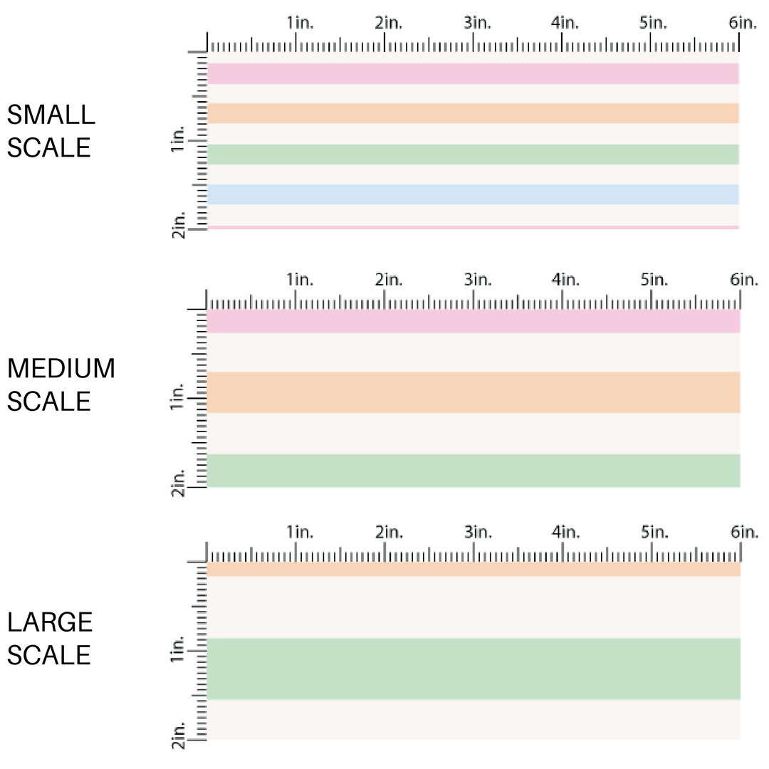 Pink, Peach, and Blue Colored Stripes on Cream Fabric by the Yard scaled image guide.