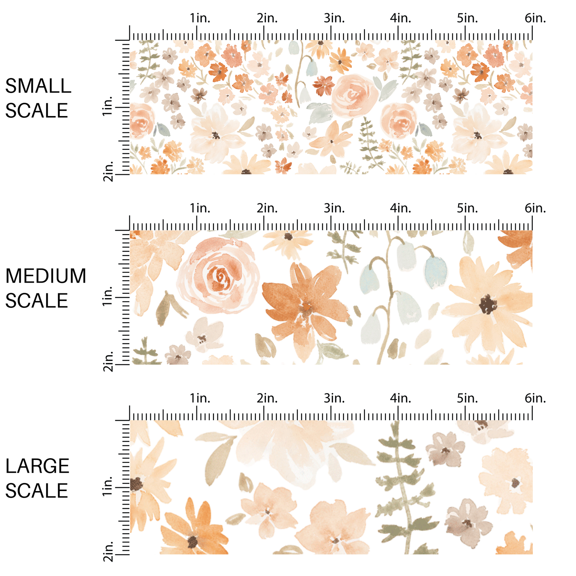 Watercolor Neutral Flowers In Tan, Orange, Blush, Peach, Olive, and Light  Blue On White Fabric By The Yard - Neutral Farmhouse Floral Fabric By The  Yard – Pip Supply