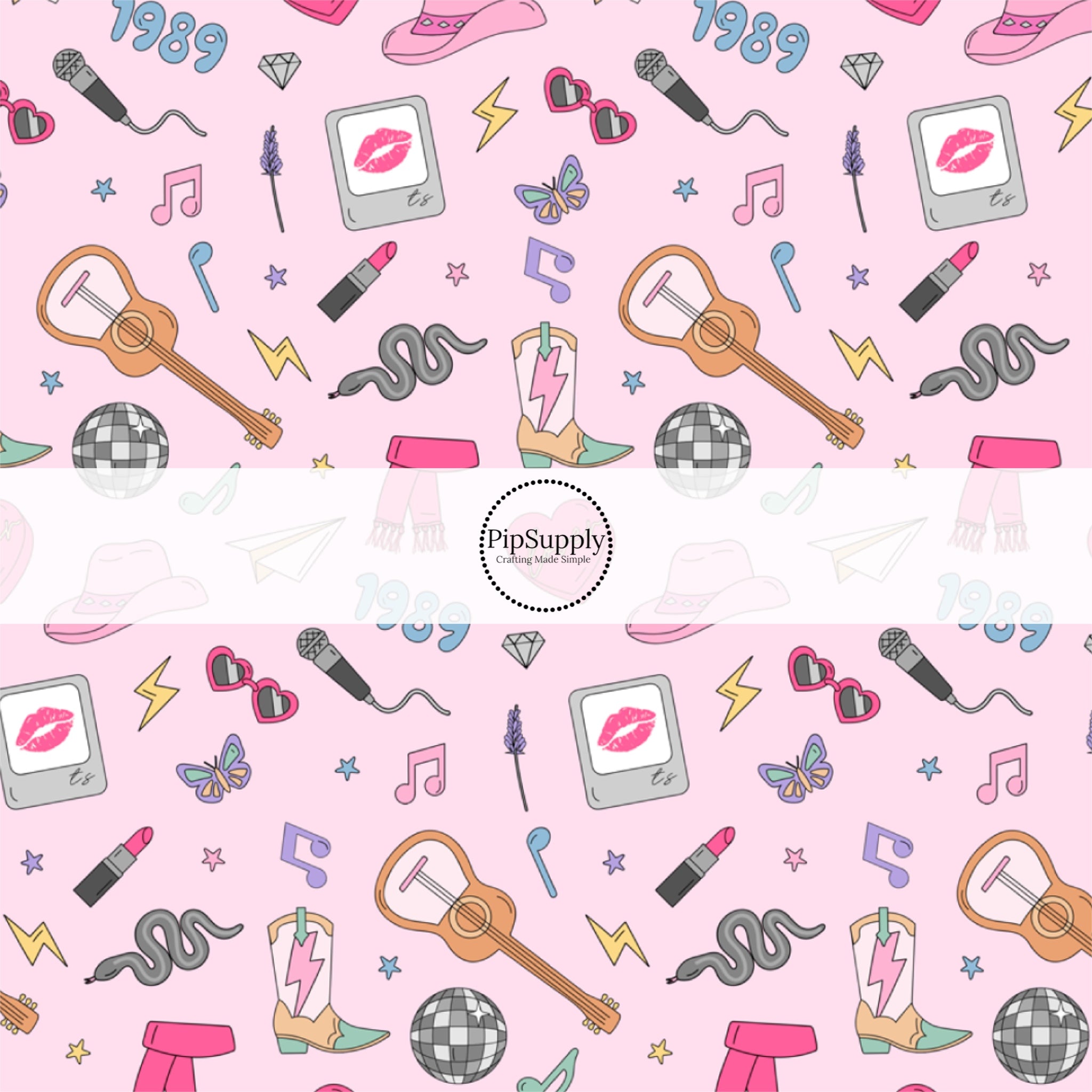 Pink Concert Pattern Taylor's Concert Pattern Fabric By The Yard - Taylor’s Eras Fabric By ...