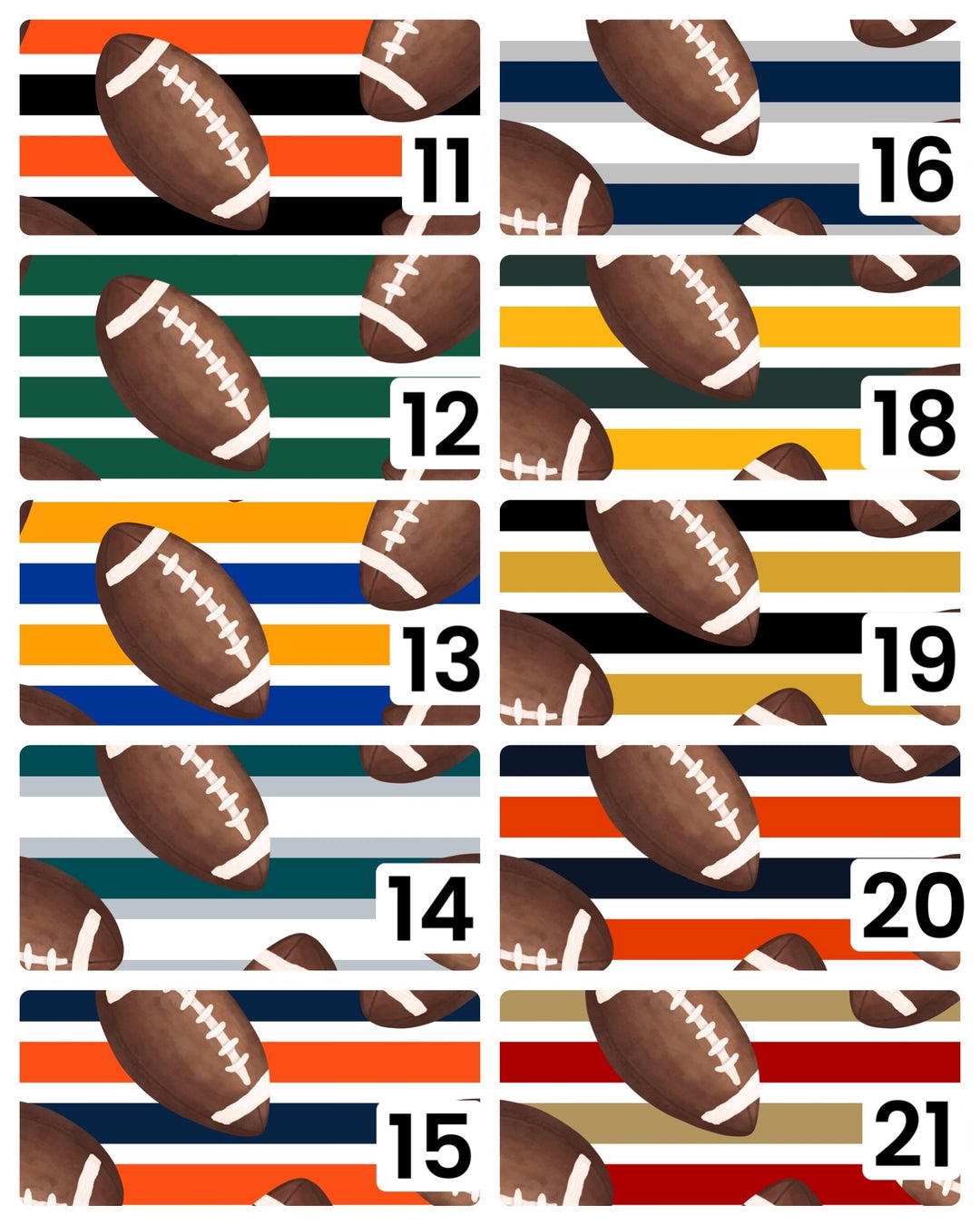 Stripe Football Team Colors Faux Leather Sheets - 32 Combinations