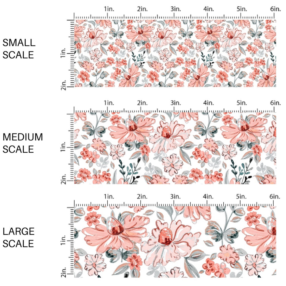 This spring floral fabric by the yard features terracotta spring flowers. This seasonal pattern fabric can be used for all your sewing and crafting needs!