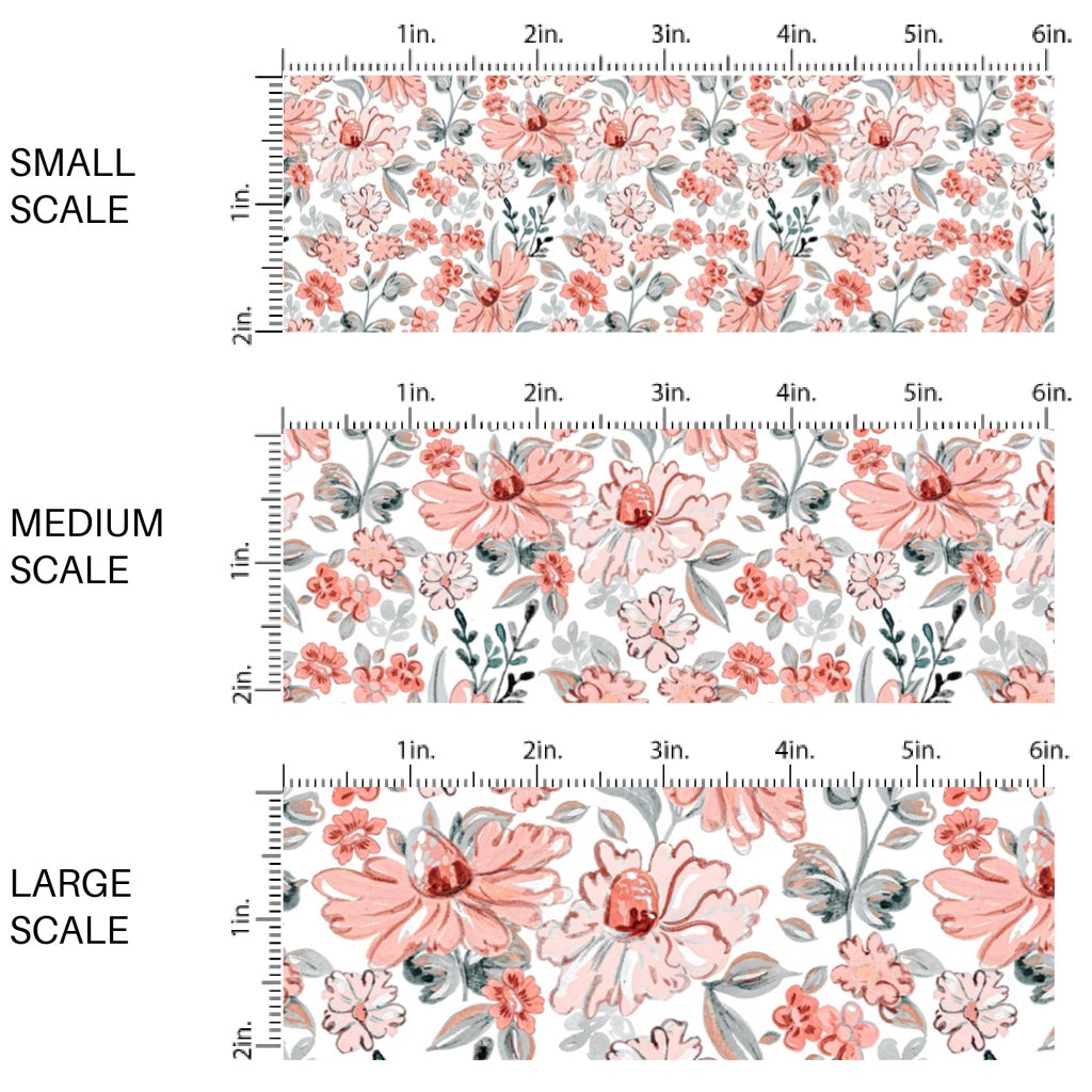 This spring floral fabric by the yard features terracotta spring flowers. This seasonal pattern fabric can be used for all your sewing and crafting needs!