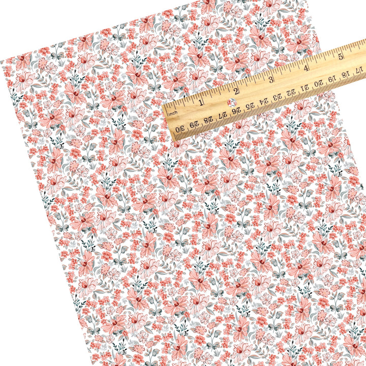 These spring floral faux leather sheets contain the following design elements: terracotta spring flowers. Our CPSIA compliant faux leather sheets or rolls can be used for all types of crafting projects.