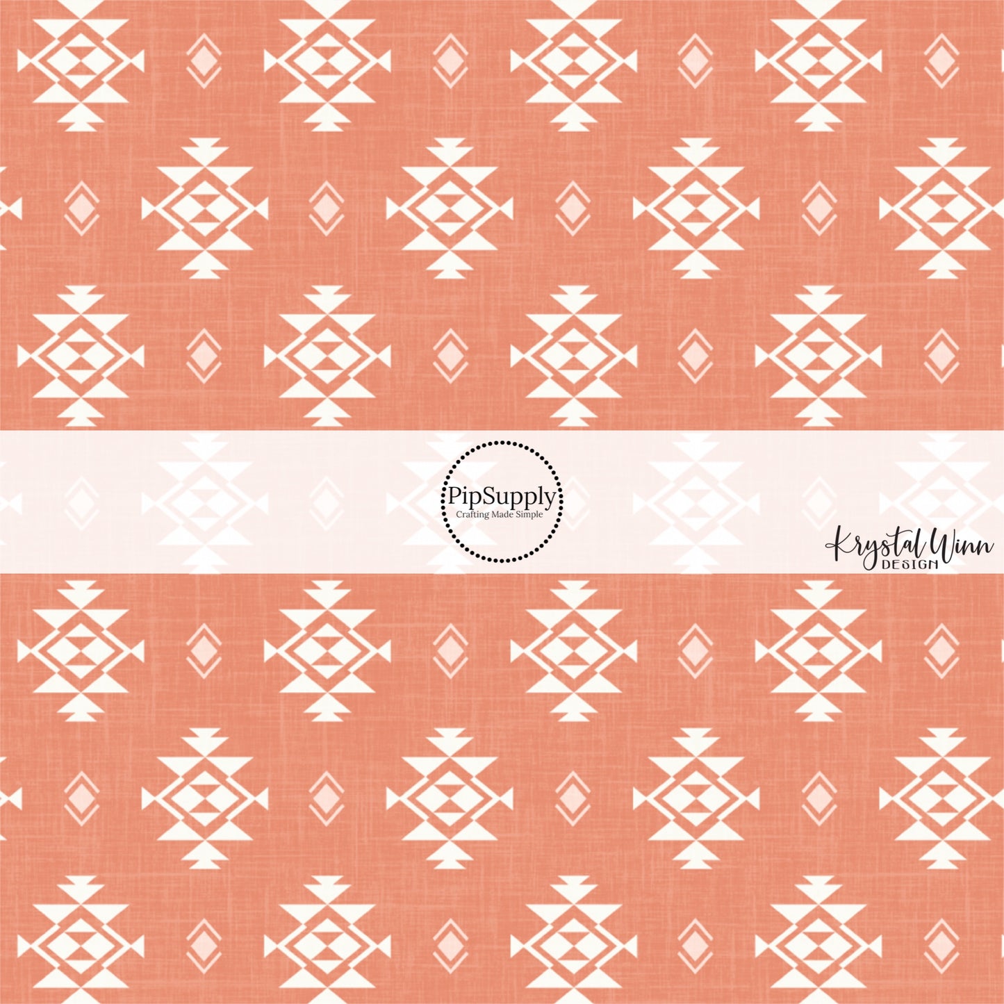 This summer fabric by the yard features western aztec pattern on terracotta. This fun summer themed fabric can be used for all your sewing and crafting needs.