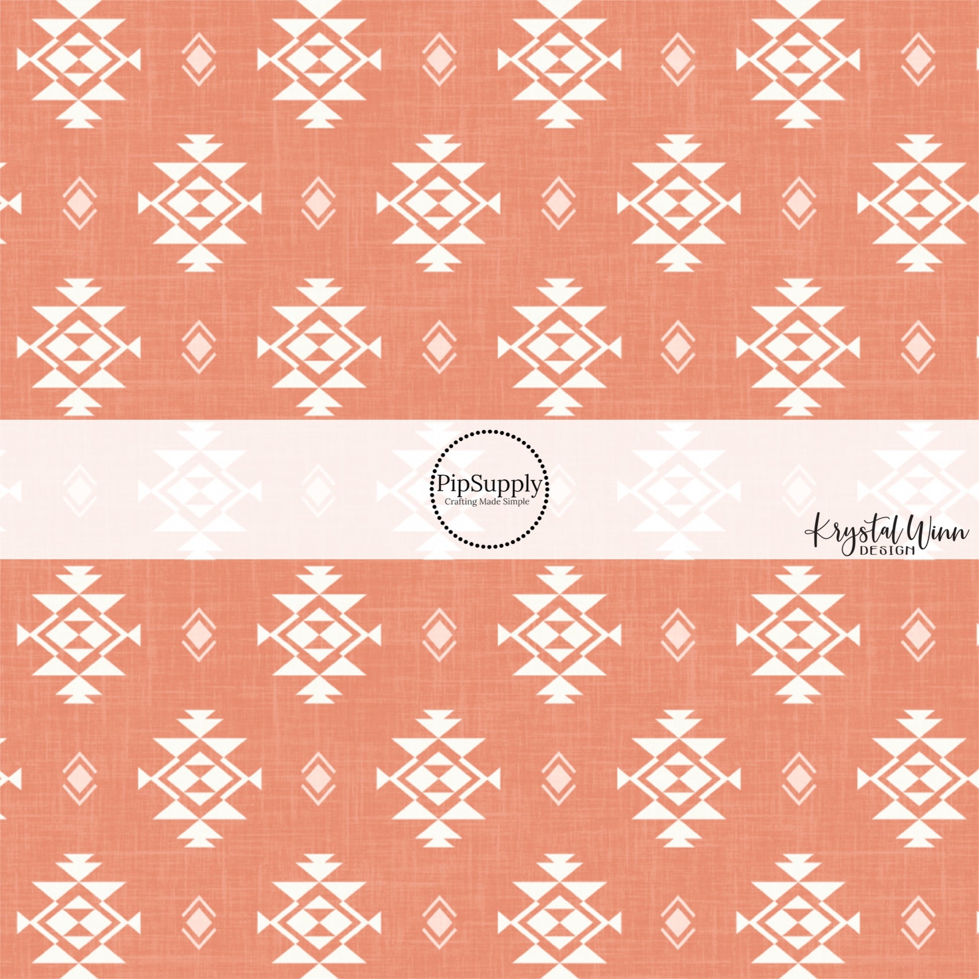 This summer fabric by the yard features western aztec pattern on terracotta. This fun summer themed fabric can be used for all your sewing and crafting needs.